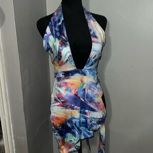 Colorful night out dress. Stretchy and sexy. Fashionnova. NWT